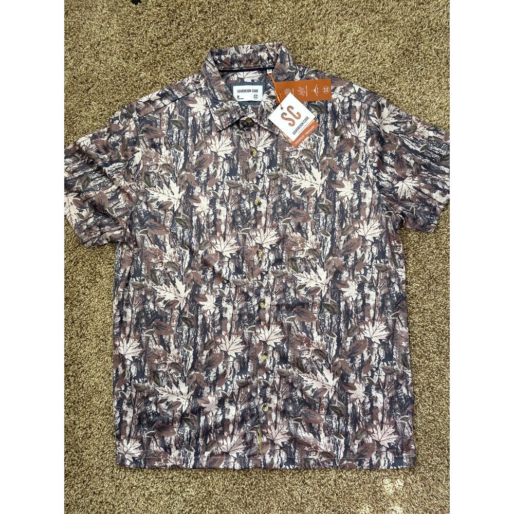 NWT Sovereign Code Weekend Takeover Camo Tree Bark Short Sleeve Mens Size Medium